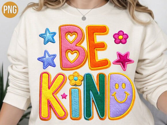 Be Kind Groovy Embroidery Patch PNG