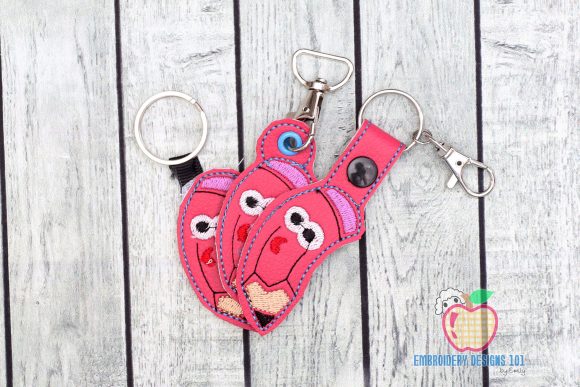 Cartoon Pencil in the Hoop Keyfob