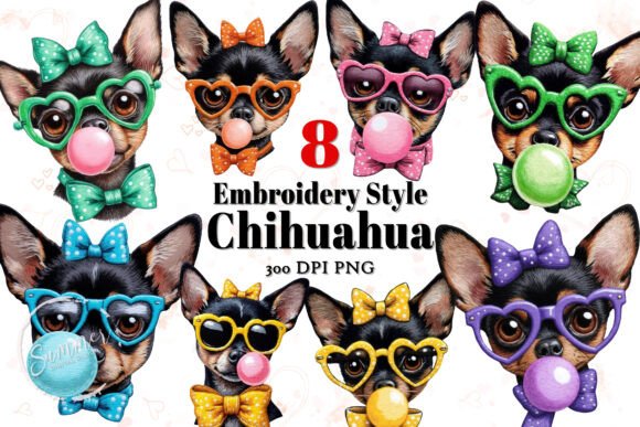 Chihuahua Clipart for Cheerful Holiday Embroidery