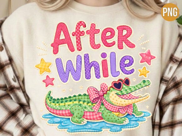 Cute Faux Embroidery Alligator Design Review