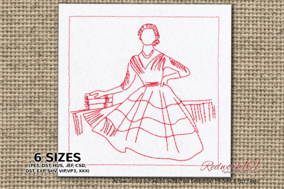 Girl with Books Embroidery Design