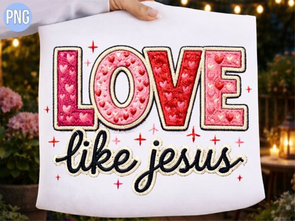 Love Like Jesus Hearts Embroidery PNG