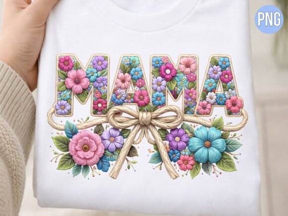 Mama Embroidery Floral Texture PNG