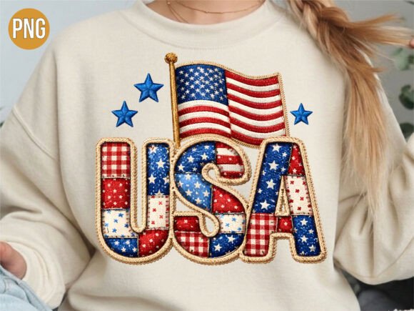 Patriotic USA Patch Flag Embroidery PNG