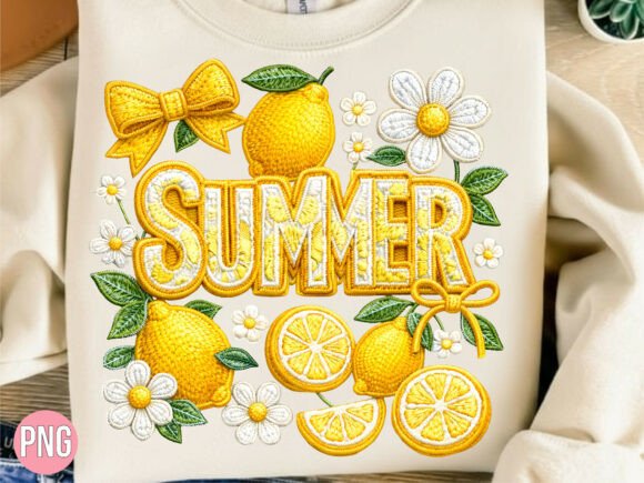 Summer Lemon Fruit Embroidery PNG SHIRT